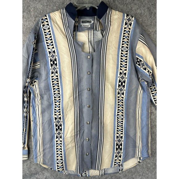 Panhandle Slim Women's Shirt L Aztec Southwestern Button Crop - Picture 2 of 11